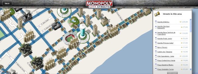 Mapas reais em Monopoly City Streets