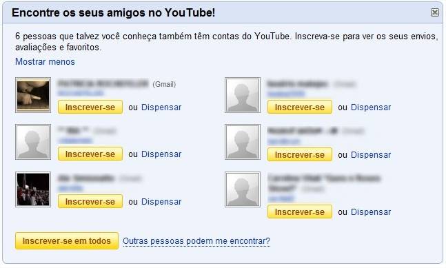 Inscreva-se nos canais de seus amigos no YouTube