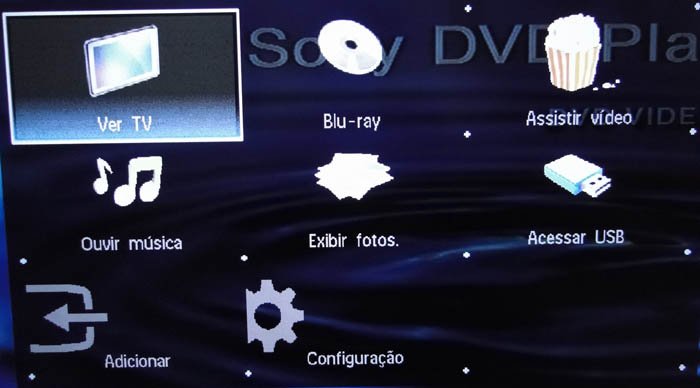 Menu rápido de acesso e configuração