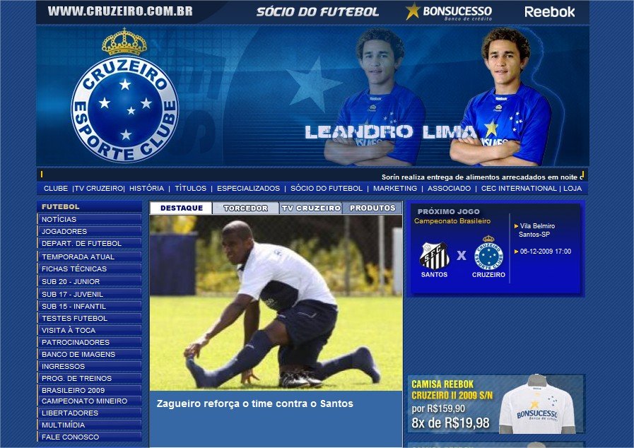 Site oficial do Cruzeiro Esporte Clube