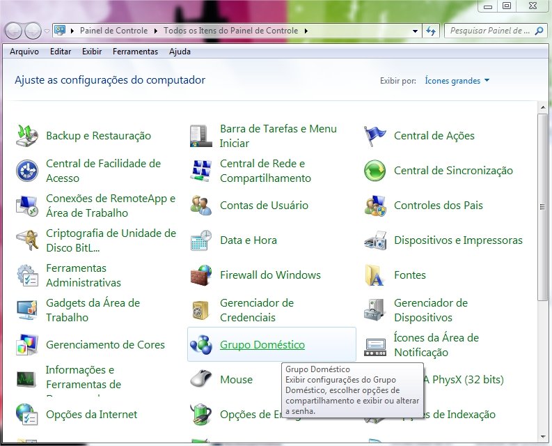 Escolha o Grupo Doméstico no Painel de Controles.