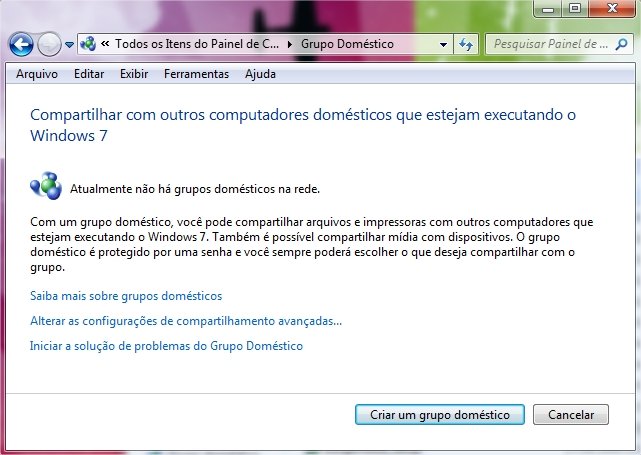 Clique no botão Criar um grupo doméstico