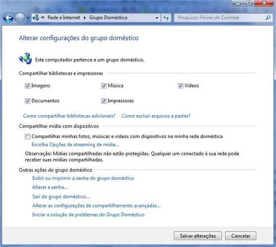 Configure à vontade seu grupo doméstico.