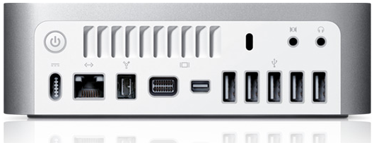 Os principais botões e portas estão na parte traseira do Mac Mini!