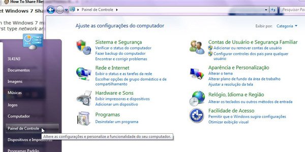 Acessando o Painel de Controle.