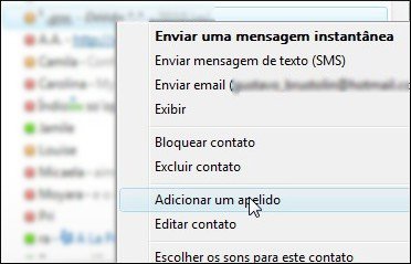 Renomeie seus contatos do MSN