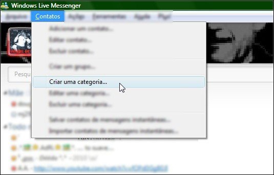 Crie categorias no MSN