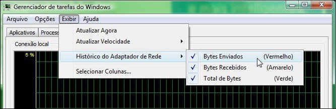 Histórico do adaptador de rede