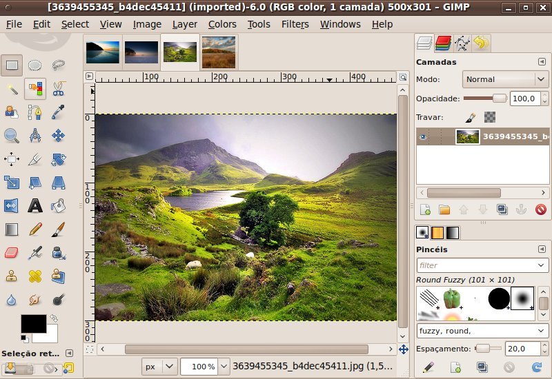 A interface de janela única do GIMP 2.7