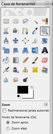 A barra de ferramentas do GIMP é diferente!