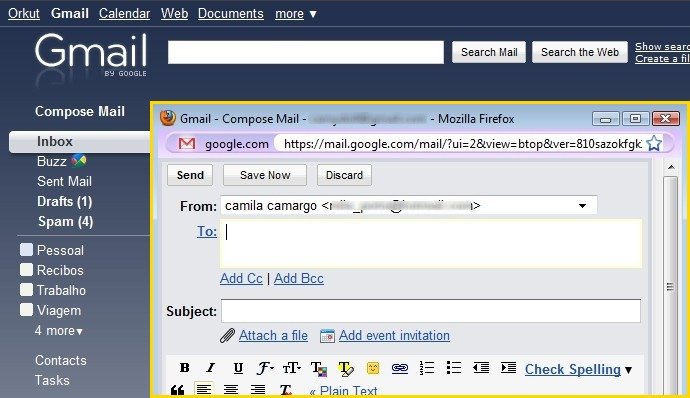 O Gmail e sua janela extra