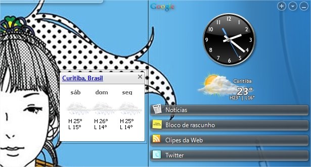 Previsão do tempo no  Google Desktop