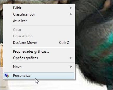 Encontrando a opção de personalizar