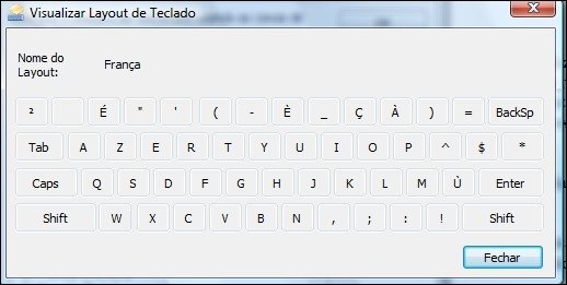 Visualizando o layout do teclado