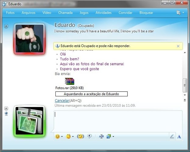 Envie as fotos pelo MSN Messenger