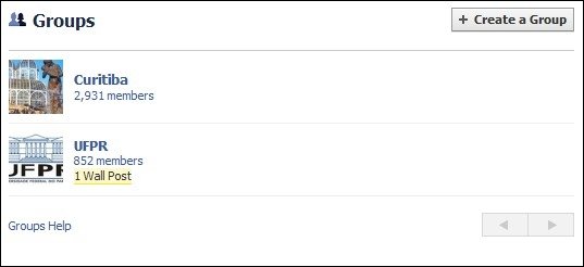 Grupos no Facebook