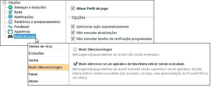 Exemplos de funções no Kaspersky e no Avast.