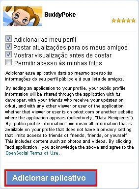 Adicione o  aplicativo ao seu Orkut