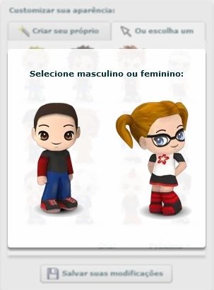 Escolha o gênero do  seu BuddyPoke