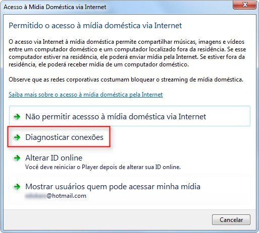 Diagnosticar  conexões.