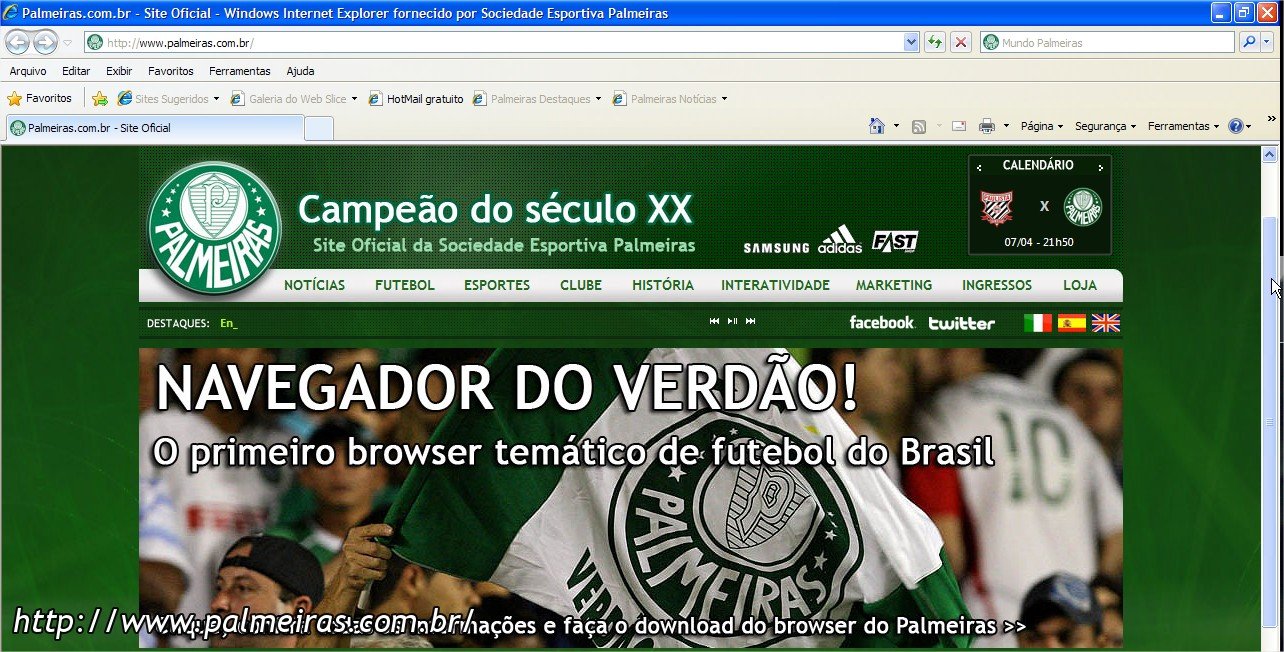 Internet Explorer 8  customizado do Palmeiras