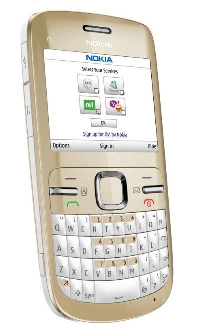 Nokia C3 na cor branco-gelo
