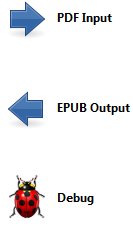 PDF Input, EPUB output e Debug