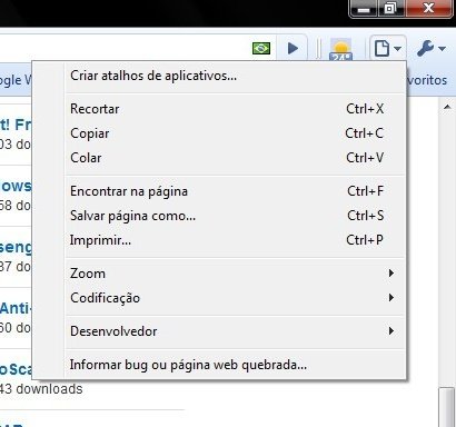 Opções do Chrome