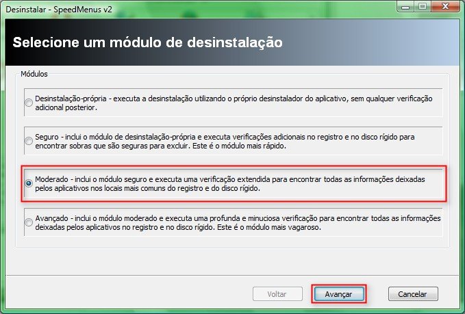 Prossiga com a desintalação