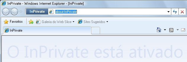 IE no modo privado.