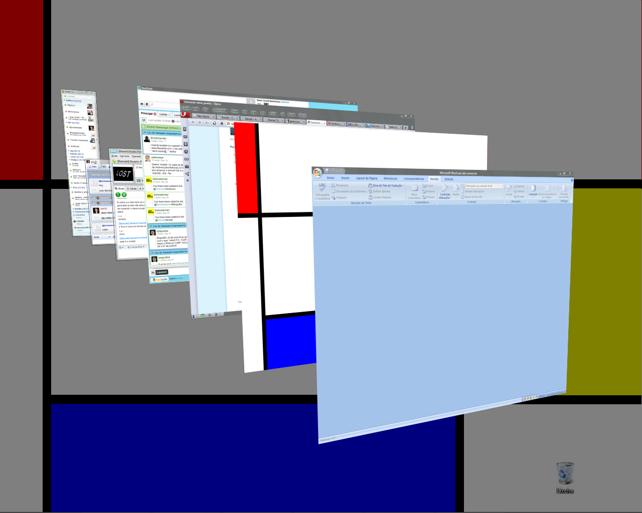O atalho Win+Tab do Windows 7 ou Vista cria uma visualização 3D das janelas abertas