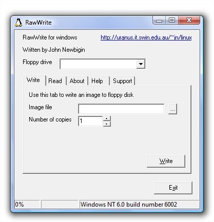 Interface do RawWrite