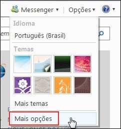 Abrindo as opções do Hotmail