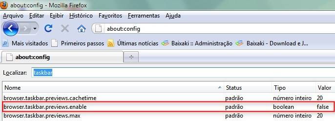 O Firefox não exibe as miniaturas por padrão.