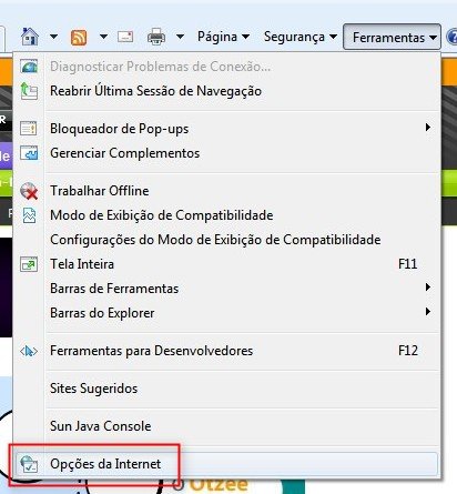 Acesse as opções do Internet Explorer.