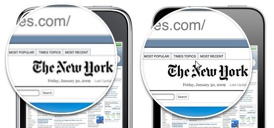 Comparação entre um display comum e o Retina Display, do iPhone 4