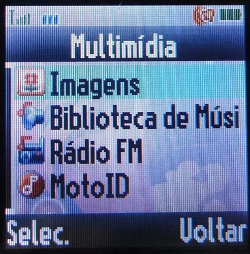 Menu de multimídia do Motorola W233 Eco