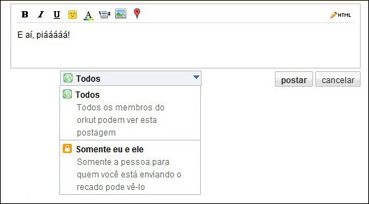 Recados privados no Orkut