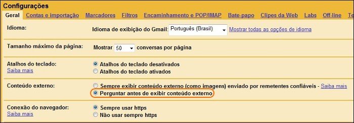 Desabilite a opção de sempre exibir imagens de contatos do Gmail
