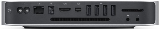 Todas as portas do Mac Mini estão no painel traseiro do gabinete