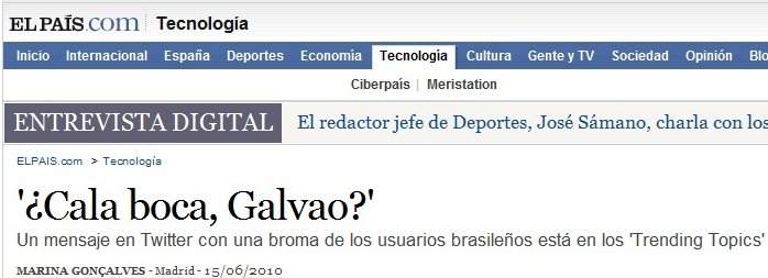 Cala Boca Galvão no jornal espanhol El País.