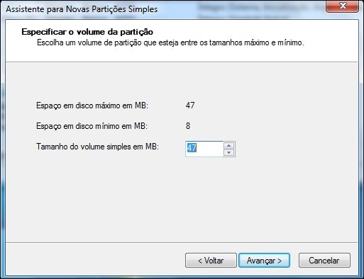 Primeira etapa do assistente de configuração