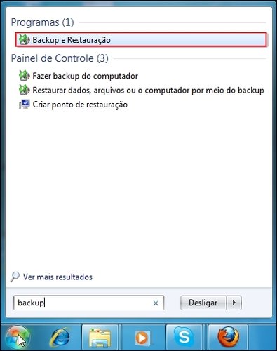 Abrindo a ferramenta de Backup