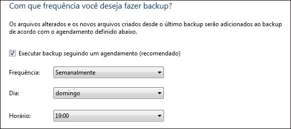 Agendando o backup