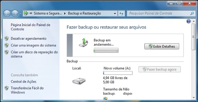 Backup em andamento