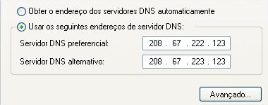 Inserindo os endereços DNS