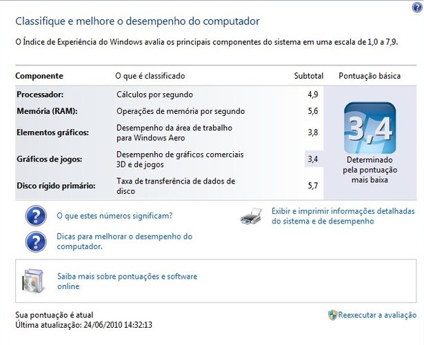 Avaliação do Windows.