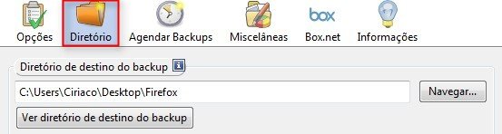 Selecione o destino do backup!