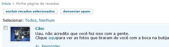 Cuidado com links nas páginas de recados