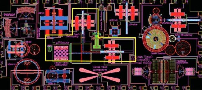 Tabuleiro visto através do microscópio